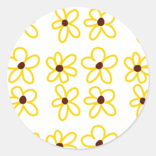 Gelbbraune Sonnenblumenmuster Blumenmuster Runder Aufkleber