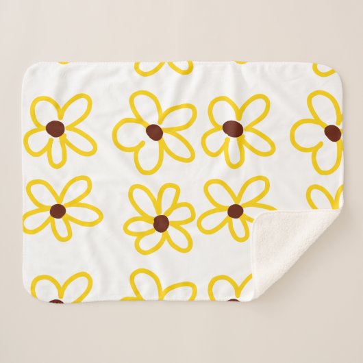 Gelbbraune Sonnenblumenmuster Blumenmuster Sherpadecke (Vorderseite (Horizontal))