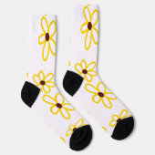 Gelbbraune Sonnenblumenmuster Blumenmuster Socken (Rechts)