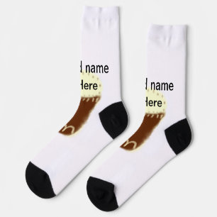 Gelbbraune Trommel Wasserfarbe Name handgezeichnet Socken