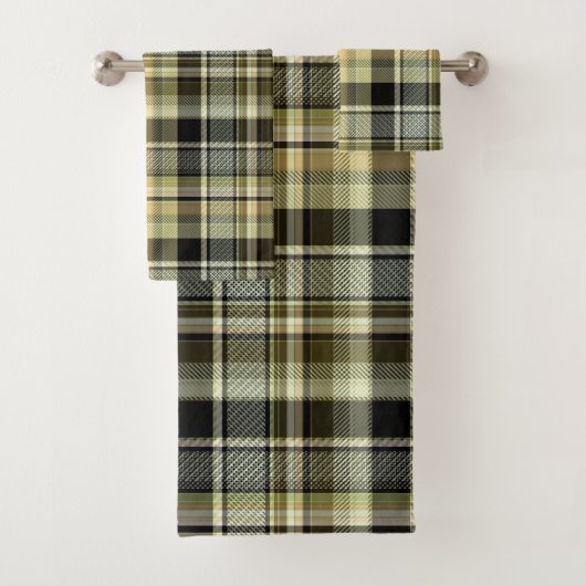 Gelbbrauner Tartan kariert. Badhandtuch Set (Insitu)