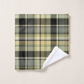 Gelbbrauner Tartan kariert. Badhandtuch Set (Waschlappen)