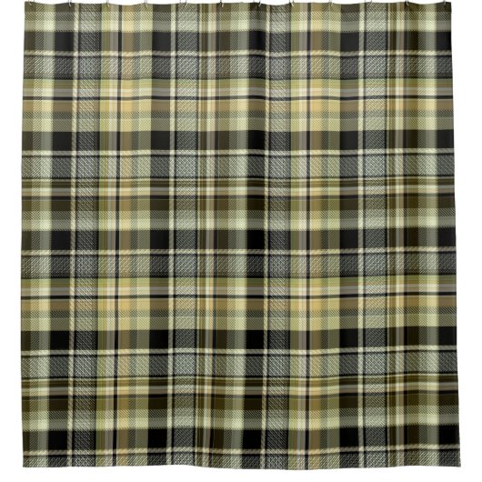 Gelbbrauner Tartan kariert. Duschvorhang (Vorderseite)