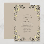 Gelbbraunes Eukalyptus-Hochzeit Einladung (Vorne/Hinten)