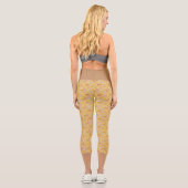 Gelbbraunes Paisley Muster Hochwaisted Capris (Rückseite)