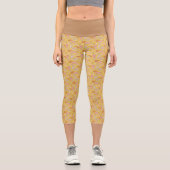 Gelbbraunes Paisley Muster Hochwaisted Capris (Vorderseite)