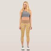 Gelbbraunes Paisley Muster Hochwaisted Capris (Vorderseite)