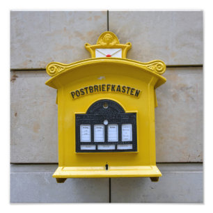 Gelbbriefkasten im Vintage-Stil, Dresden, Deutschl Fotodruck