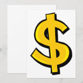 GelbDollar-Symbol Einladung (Vorne/Hinten)