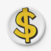 GelbDollar-Symbol Pappteller (Vorderseite)
