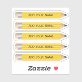 Gelbe 3D-Bleistift-Name für Vinyl-Aufkleber, kunde Aufkleber