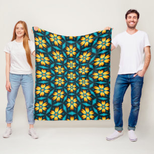 Gelbe Abstrakte Blume Fleecedecke