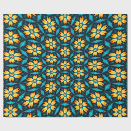 Gelbe Abstrakte Blume Geschenkpapier (Flach)