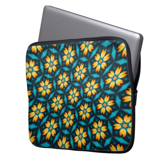 Gelbe Abstrakte Blume Laptopschutzhülle (Vorderseite Links)