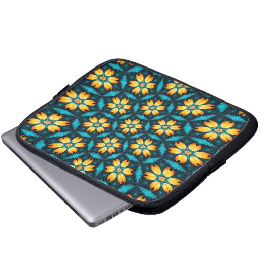 Gelbe Abstrakte Blume Laptopschutzhülle (Vorne Knopf)