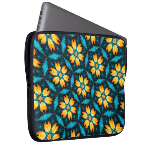 Gelbe Abstrakte Blume Laptopschutzhülle (Vorne Rechts)