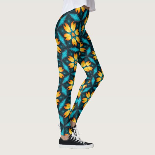 Gelbe Abstrakte Blume Leggings (Rechts)