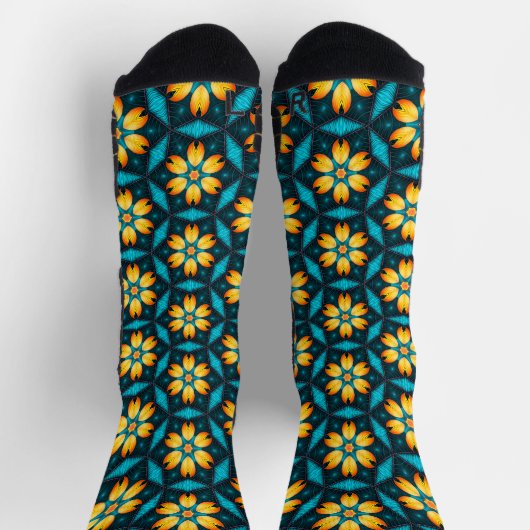 Gelbe Abstrakte Blume Socken (Oben)