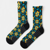 Gelbe Abstrakte Blume Socken (Links)