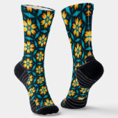 Gelbe Abstrakte Blume Socken (Gewinkelt)