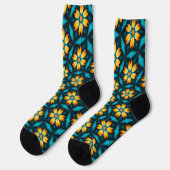 Gelbe Abstrakte Blume Socken (Linkes Detail)