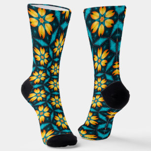 Gelbe Abstrakte Blume Socken