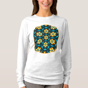 Gelbe Abstrakte Blume T-Shirt
