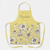 Gelbe abstrakte Blumenkost personalisiert Schürze (Vorderseite)