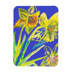 Gelbe abstrakte Daffodil Blumen Kunst Magnet
