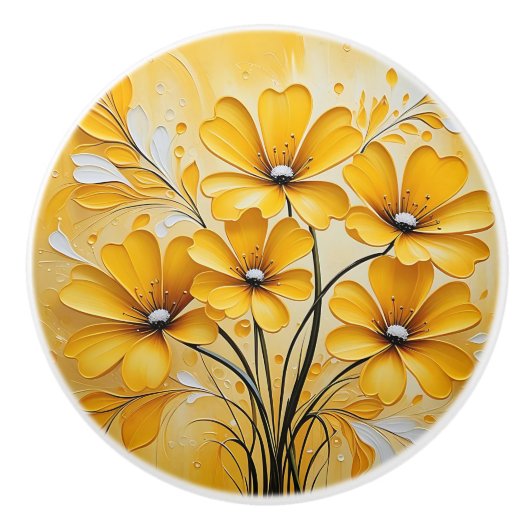 Gelbe Abstrakte Farbe Keramikknauf (Vorderseite)