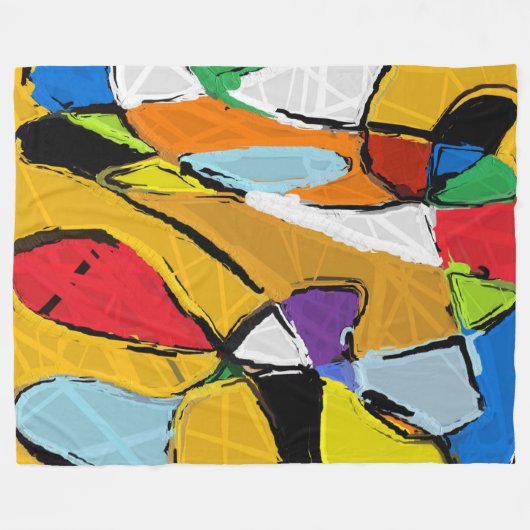 Gelbe Abstrakte Fleecedecke (Vorderseite (Horizontal))