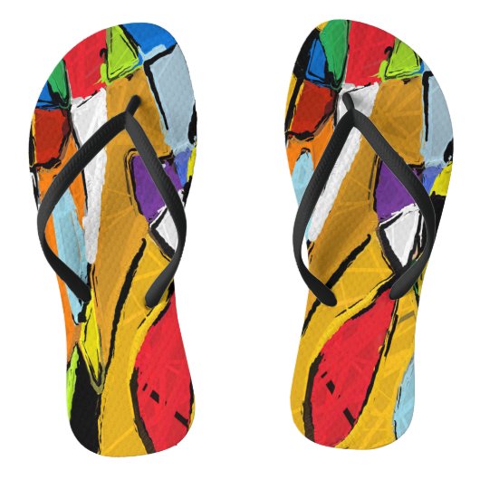 Gelbe Abstrakte Flip Flops Badesandalen (Fußbett)