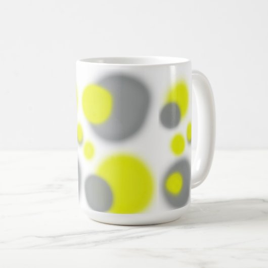 Gelbe Abstrakte Graukunst Kaffeetasse (VorderseiteRechts)