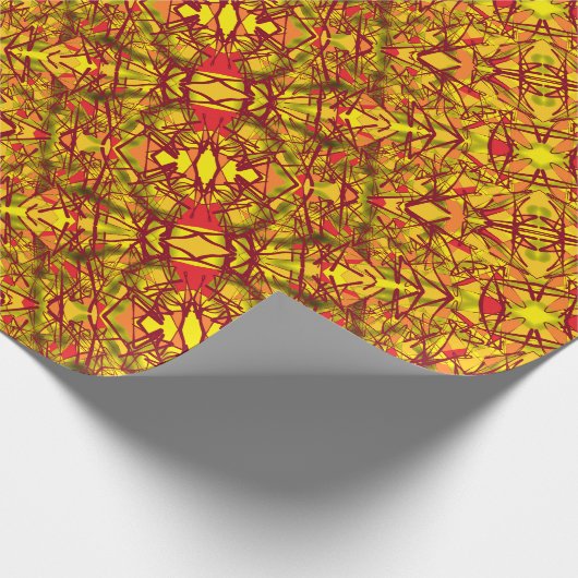 Gelbe abstrakte Kunst sieht aus wie ein Sari-Stoff Geschenkpapier (Ecke)