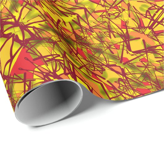 Gelbe abstrakte Kunst sieht aus wie ein Sari-Stoff Geschenkpapier (Rolleneckpunkt)