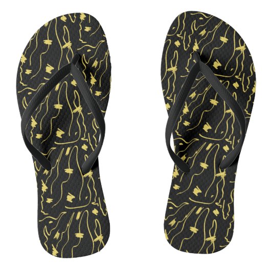 Gelbe Abstrakte Kunstmuster Flip Flops Badesandalen (Fußbett)