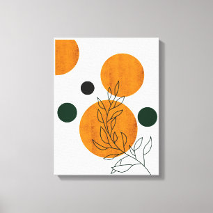 Gelbe Abstrakte Minimalistische Blätter Leinwand