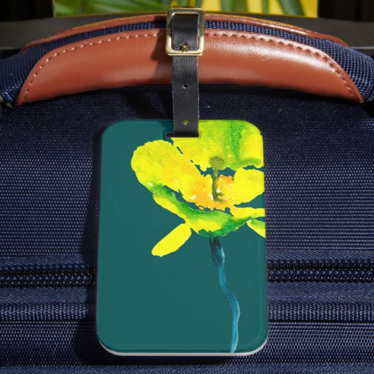 Gelbe abstrakte Wasserfarbe Gepäckanhänger (Vorderseite Insitu 2)