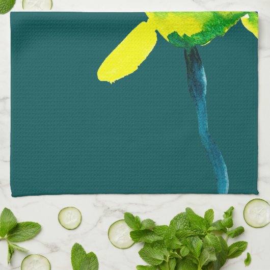 Gelbe abstrakte Wasserfarbe Geschirrtuch (Gefaltet)