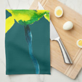 Gelbe abstrakte Wasserfarbe Geschirrtuch (Viertel Falte)