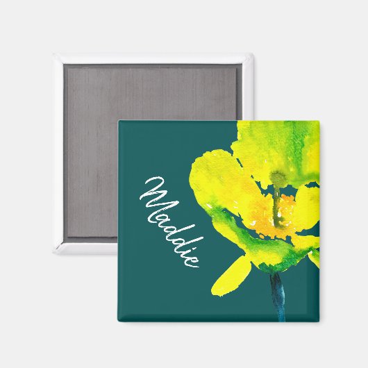 Gelbe abstrakte Wasserfarbe Magnet (Vorderseite/Rückseite)