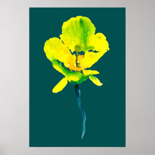 Gelbe abstrakte Wasserfarbe Poster