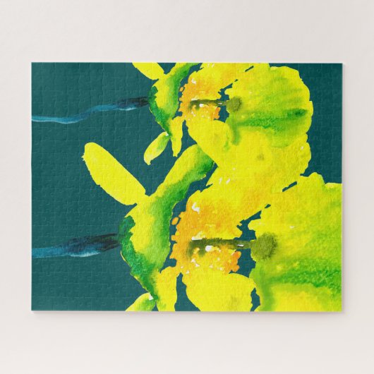 Gelbe abstrakte Wasserfarbe Puzzle (Horizontal)