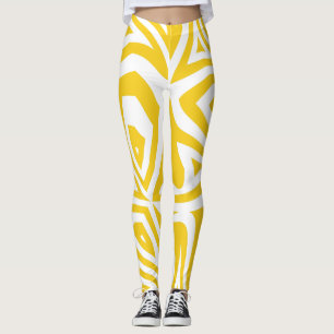 Gelbe Abstrakte Zebra Print Frauen Leggings
