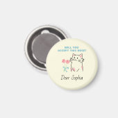 Gelbe adorable Katze und Rose Magnet (Vorderseite/Rückseite)