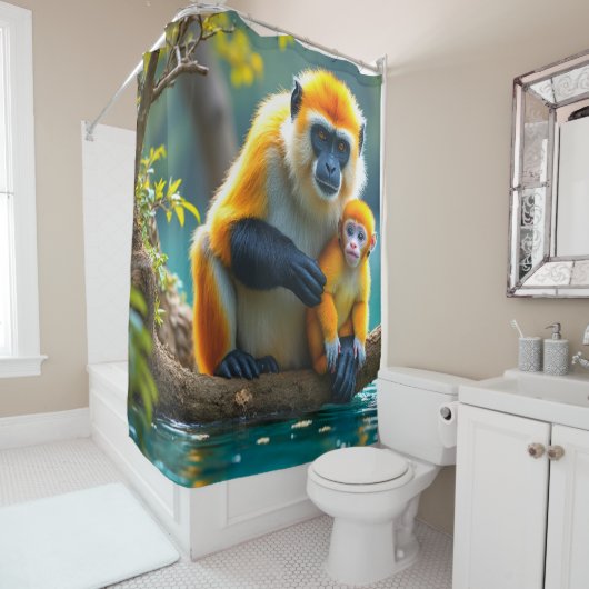 Gelbe Affen Duschvorhang (Beispiel)