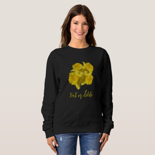 Gelbe affodische Blume Bouquet Personalisiert Sweatshirt (Vorne ganz)