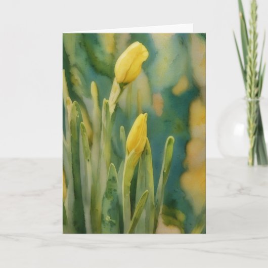 Gelbe affodische Blume in der Bud Art Note Card Karte (Vorderseite)