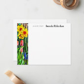 Gelbe affodische rosa Tulip flache Note Karte (Vorderseite/Rückseite Beispiel)