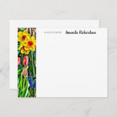 Gelbe affodische rosa Tulip flache Note Karte (Vorne/Hinten)